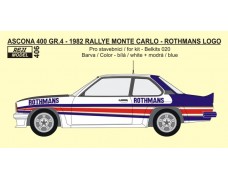 Decal – Opel Ascona 400 - 1982 Rallye Monte Carlo - Rothmans logo 1/24